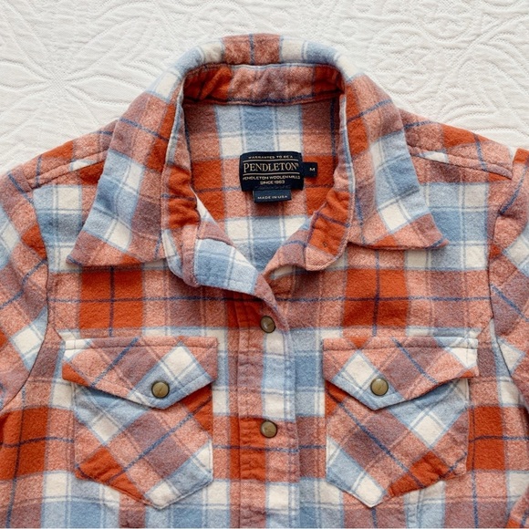 Pendleton Youth‎ Wool Plaid Snap Button-Down Shirt (M) - Picture 3 of 5
